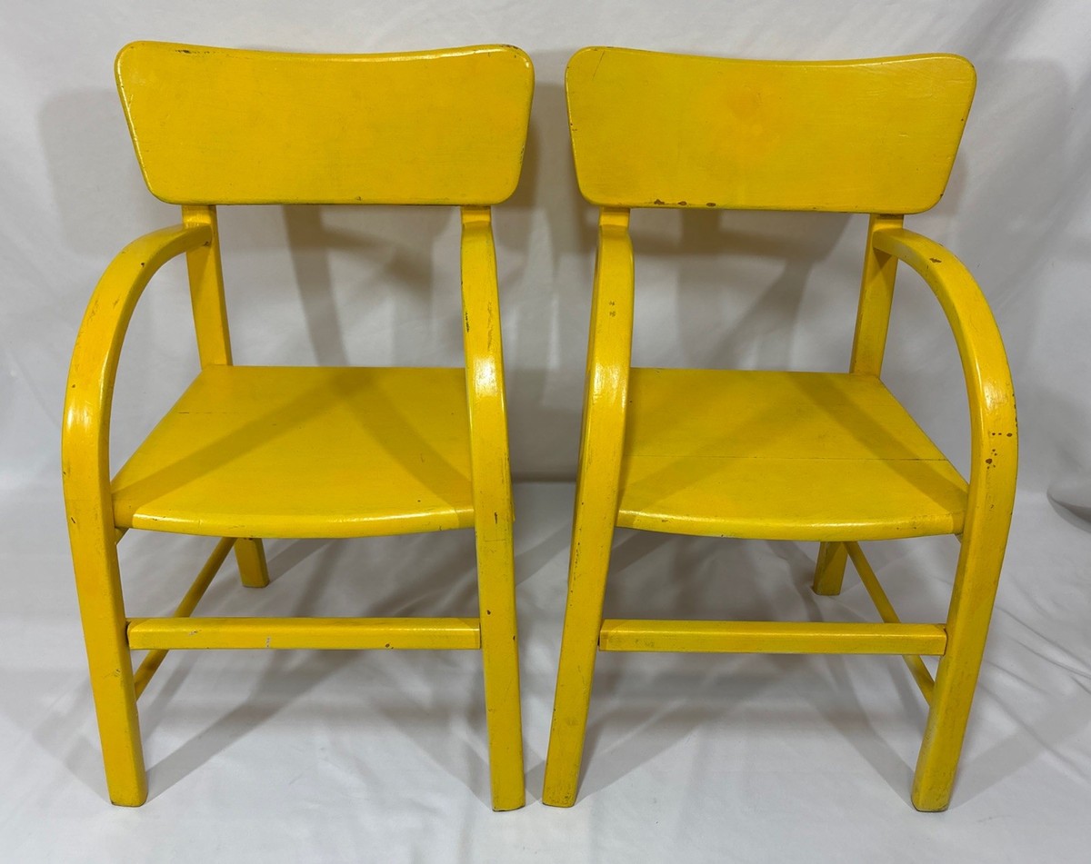 2 Vintage 1963 Mid Century Danish Style Walnut Children's