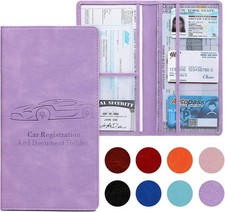 Car Registration and Insurance Card Holder for Women Men, Purple Color: Purple