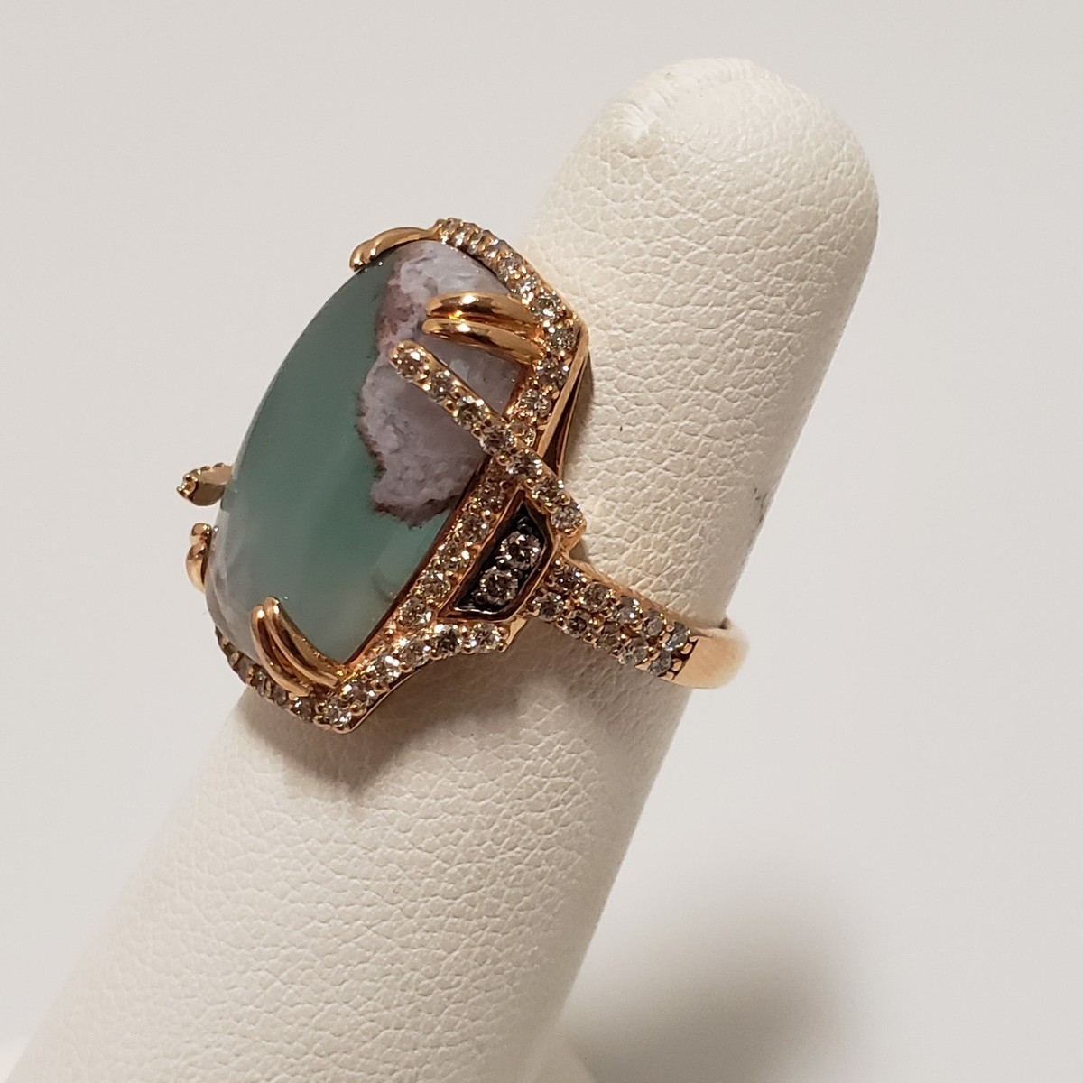 Le Vian 14k Starwberry Rose Gold Peacock Aquaprase Diamond Ring