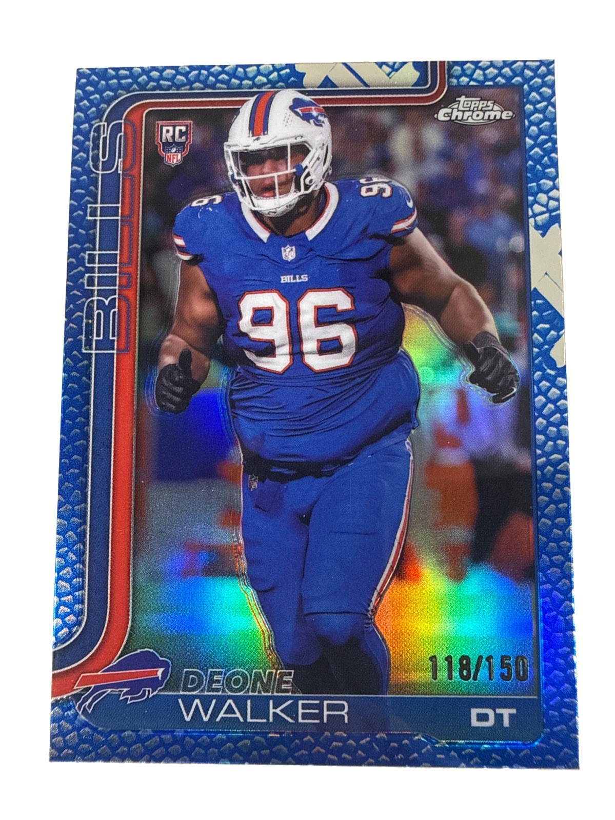 2025 Topps Chrome Blue Leather /150 RC Deone Walker Bills #360