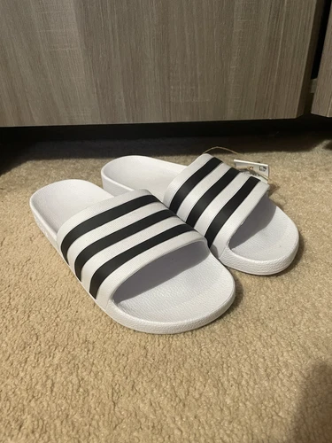 Scarpa da piscina Adidas Adilette Aqua Slides sandalo slip on bianco nero