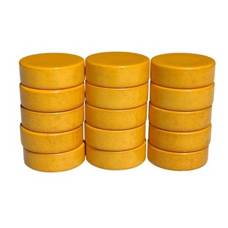 FULL SET OF 15 ANTIQUE CORN YELLOW BAKELITE BACKGAMMON GAMING CHIPS 1 1/2" 270g
