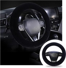 Fuzzy Steering Wheel Cover, 15 inch Soft Wool Fur Steering Wheel Color: Black