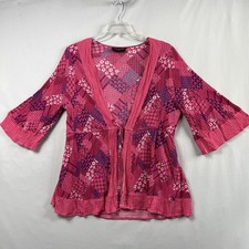 Lane Bryant Kimono Cardigan Size 14/16 Waist Tie Pink Floral Cottage Core