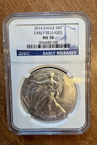 2014 Silver Eagle NGC MS70  1 oz .999 Silver - Starting below melt!!