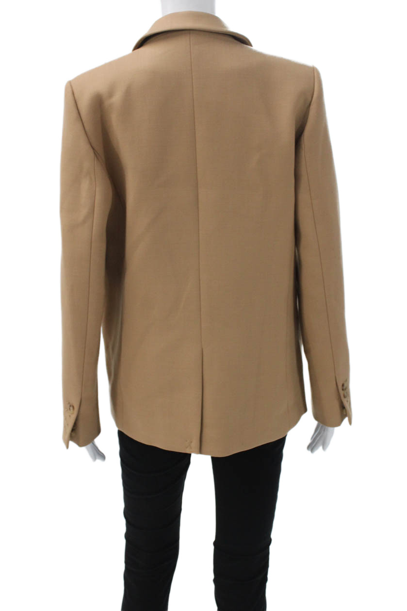 Sezane Women Beige Basic Jacket Button Solid Poly… - image 4