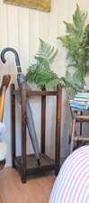 vintage/antique Oak Umbrella Stick Stand with original drip tray,home,hallway