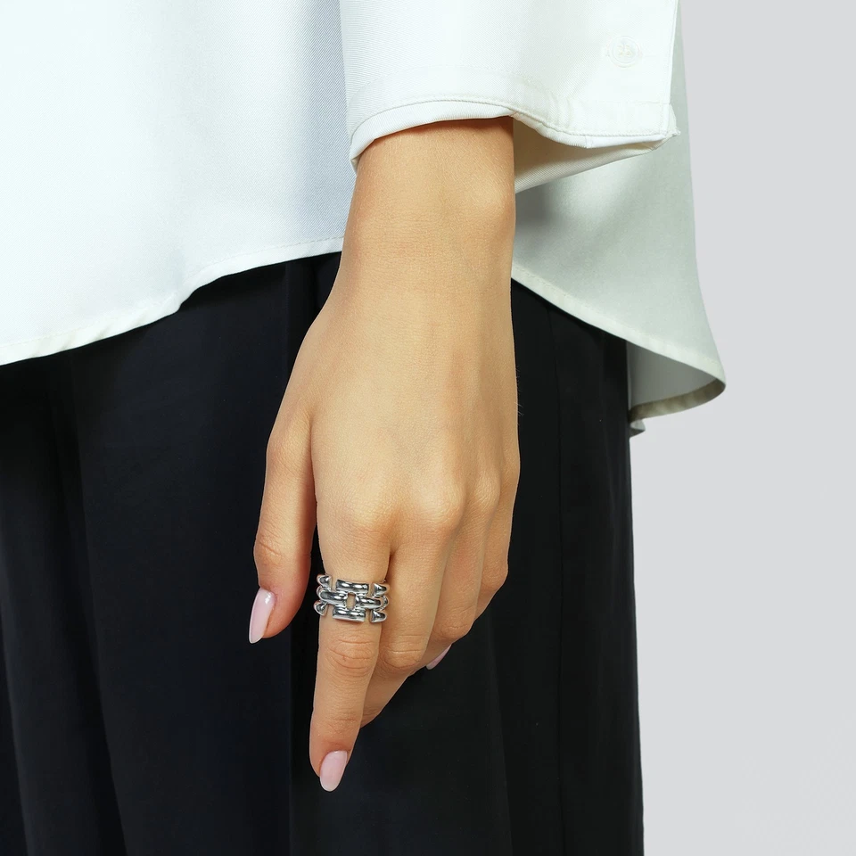 UNOAERRE Anello Panthere  donna fascia in argento a cuore - Misura 12 - Immagine 2 di 4