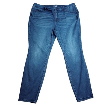 Terra & Sky Womens 16W Skinny Jeans Dark Wash High Rise Stretch Denim Blue
