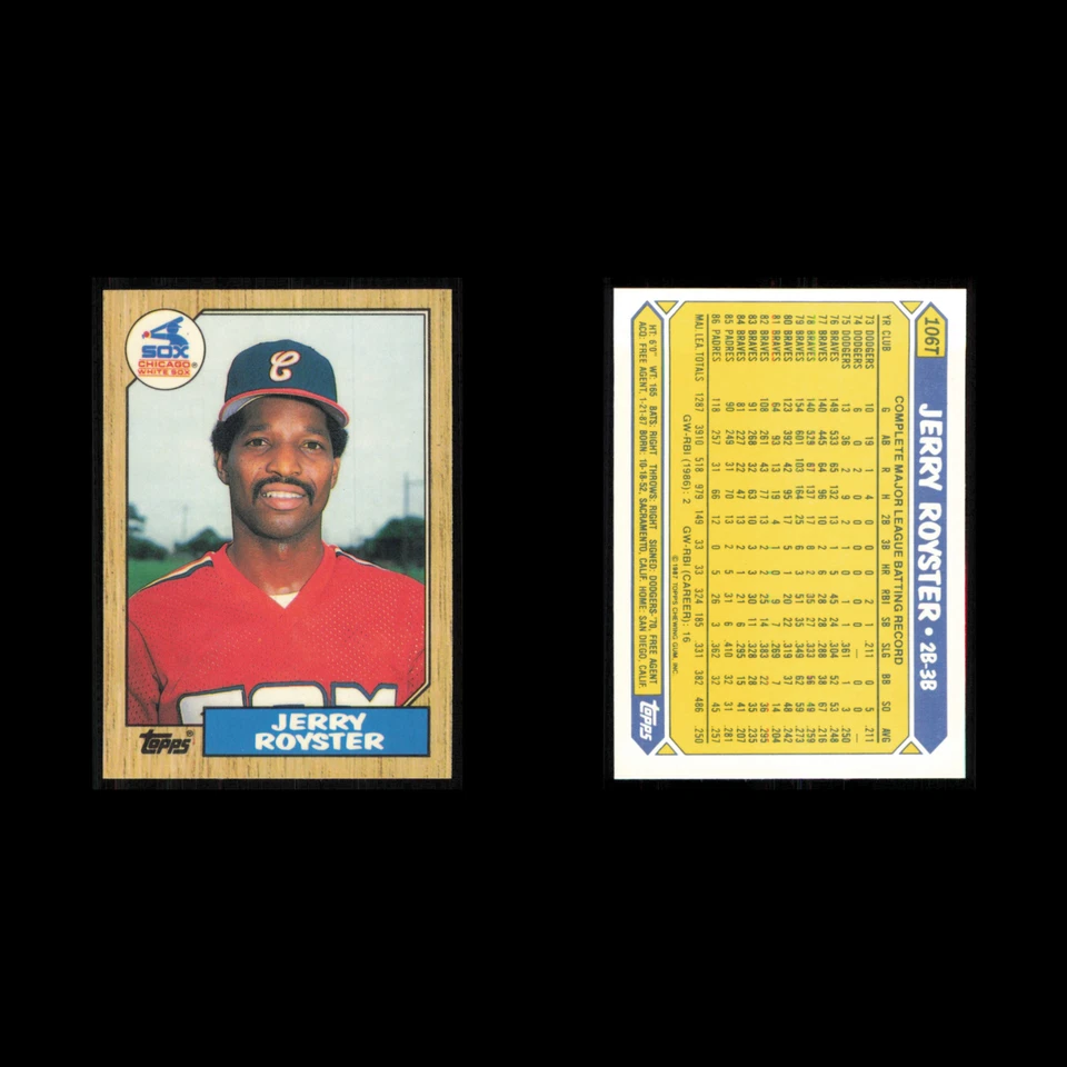 Jerry Royster #106T 1987 Tiffany Topps Traded Chicago White Sox Baseball Card NM - Image 3 of 3