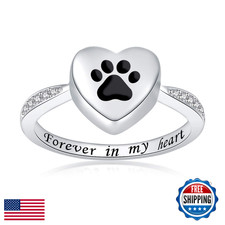 925 Sterling Silver Love Heart Urn Ring for pet Dog Cat's Ashes Keepsake Memoria