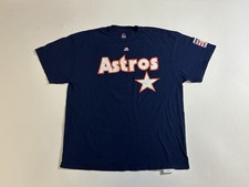 Majestic Houston Astros #7 Craig Biggio Shirt Mens XL Blue Orange Short Sleeve