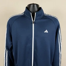 Adidas French Terry Full Zip 3 Stripes Jacket Men’s Large Blue ADVR0866 NWT $60