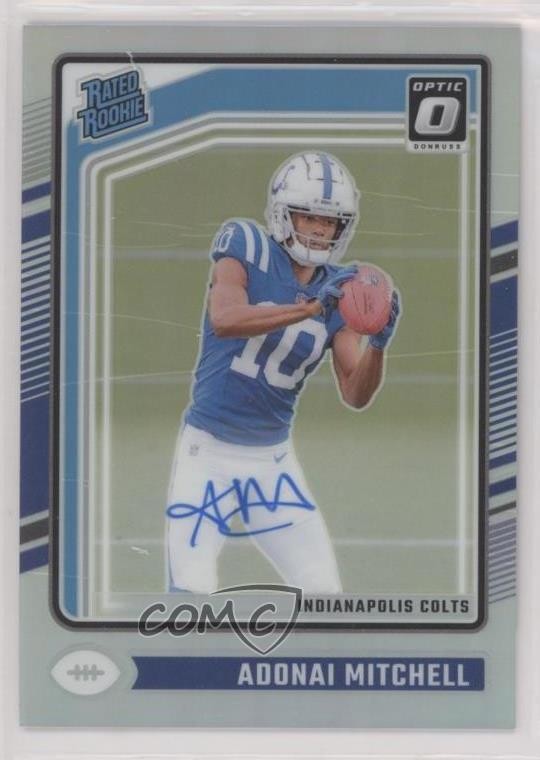 2024 Donruss Optic Rated Holo Prizm /150 Adonai Mitchell #203 Rookie Auto RC g7s