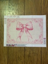 Big Pink Bow Completed Diamond Art Painting 12  x 15.75  