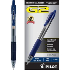 G2 Premium Gel Roller Pens, Fine Point 0.7 mm, Navy Blue - Pack of 12 ...