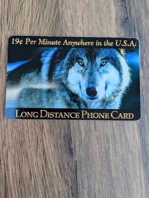 Vintage Wolf Telefonkarte 19c pro Minute New Media Telecom NMti USA Sammlerstück