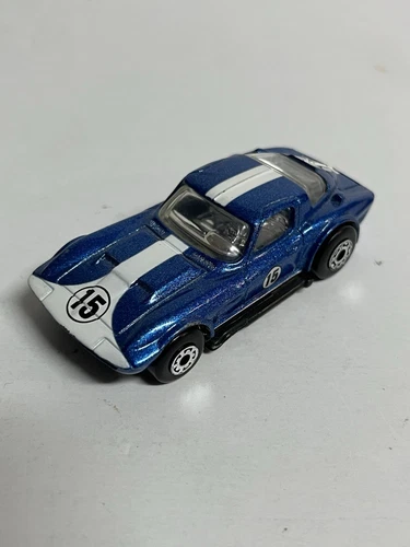 Vintage "Matchbox 1989 Corvette Grand Sport Diecast Car Blue #15 Racing Stripe