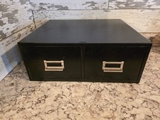 Metal File Card Drawer 4''x 6'' Black Double Drawer - Buddy Products - Textured