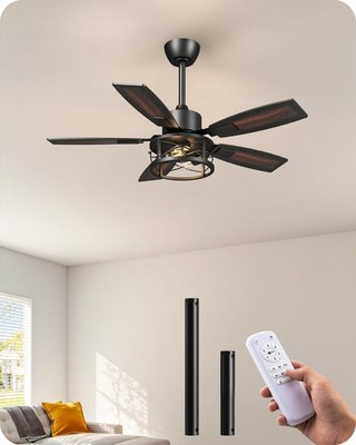 42'' Farmhouse Ceiling Fans with Lights and Remote, 10%-100% Dimmable, 6 Speed