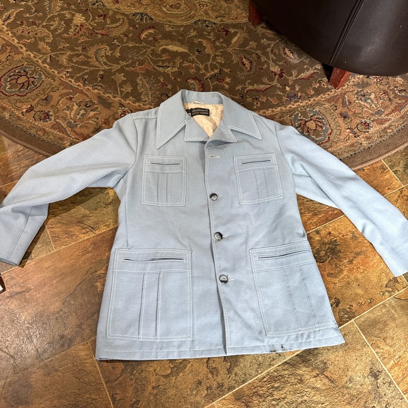 VTG 1970's JULLIARD GREAT MIXERS LEISURE Suit Coat Jacket ROBIN EGG BLUE SZ 42