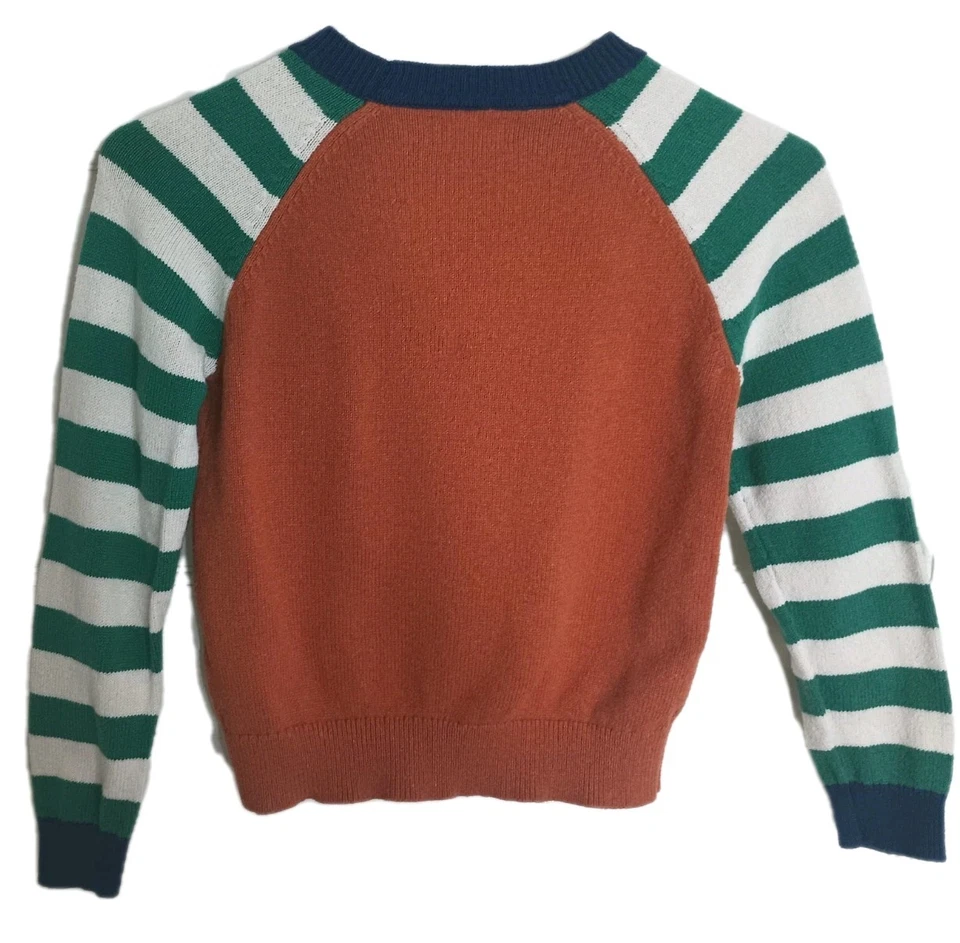 Mini Boden Niños Niñas Zorro Suéter con Orejas Mangas a Rayas Talla 8-9 Y Unisex Foto 2 de 4