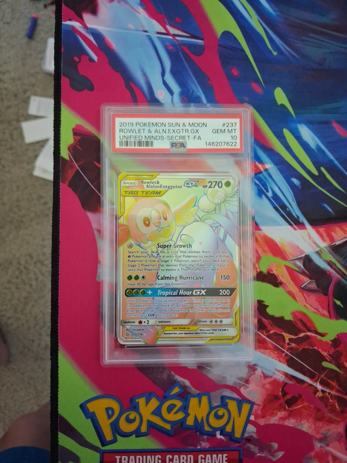 Rowlet & Alolan Exeggutor GX (Secret) 237/236 Sm-Unified Minds Holo
