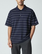Champion Navy Blue Striped Golf Polo Shirt XL