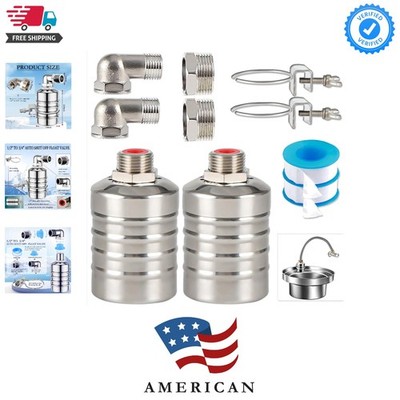 2PCS Float Valve,1/2'' to 3/4'' water level control float valve, 304 Stainless...