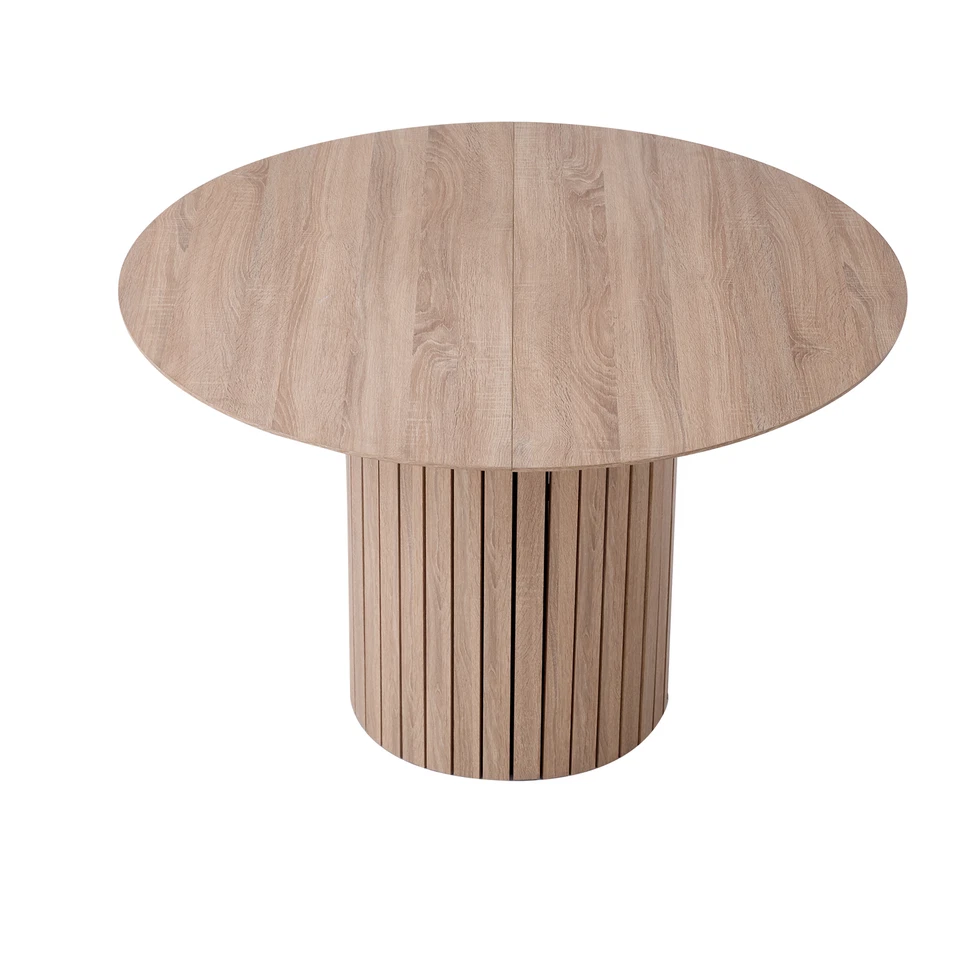 Pack de 1 Mesa de Comedor de Centro de Madera Maciza Redonda Marrón claro - Imagen 2 de 4