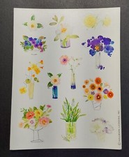 Vintage Hallmark Flowers In Vases Sticker Sheet