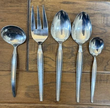 5 LOT Vintage National Stainless Flatware Granada Serving Set Japan Ladel Spoon