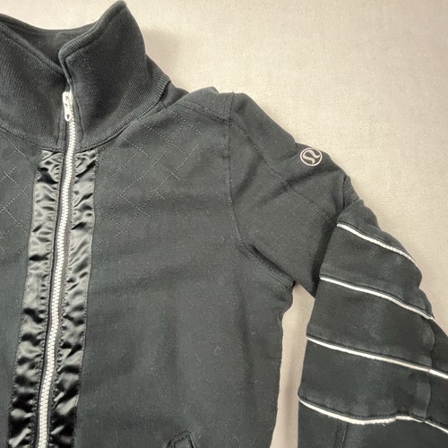 Vintage Lululemon Mogul Womens Jacket 6 Black Yoga Satin Ribbon Full Zip RARE - Picture 5 of 18