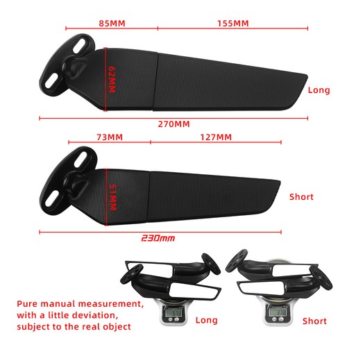 Universal Rearview Wind Wing Adjustable Side Mirrors for HONDA VFR 800 1000 1200 - Picture 10 of 10