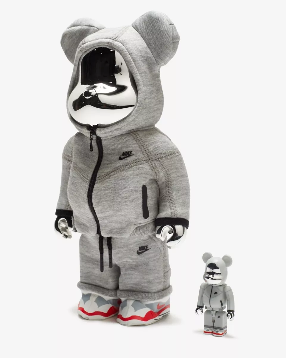 SEALED MEDICOM TOY BEARBRICK NIKE TECH FLEECE N98 400% 100% SET IN