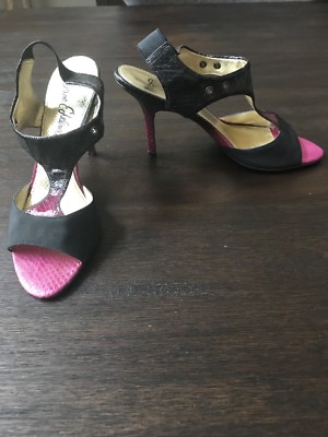 Sandales Sam Edelman Talons Aiguilles - Imprimé Animal Fuschia/ Noir - Taille US 8.5 - Occasion