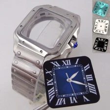 Square Watch Case 40mm for Santos Style Fit NH35 NH36 NH38 NH70 Roman Numerals