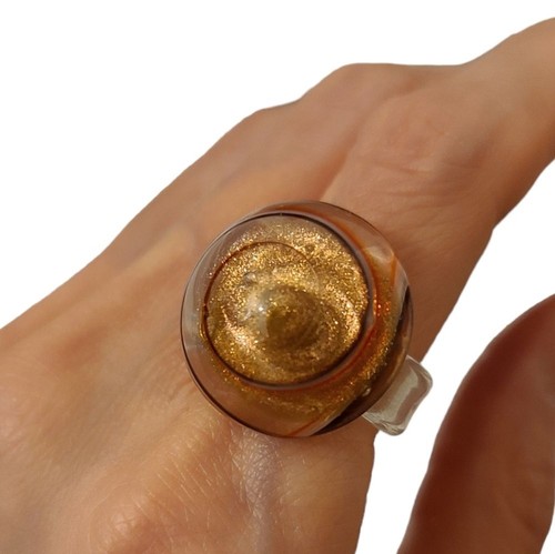 Murano Glass Shimmer Spiral Galaxy Statement Ring