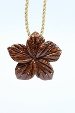 Hawaiian Koa Wood Hibiscus Flower Necklace - Hand Carved Genuine Koa, Aloha