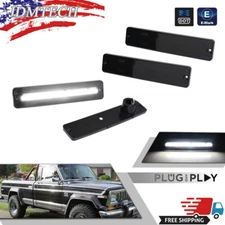 Smoke Front+Rear White LED Side Marker Lights For Jeep CJ & SJ & J Series Pickup