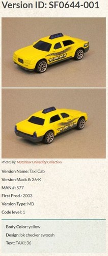 Matchbox 2002 #MB577 - Card #36 * Hero City - Taxi Cab - Picture 14 of 22