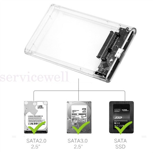Transparent 2.5 inch USB 3.0 External Hard Drive HDD SSD Enclosure Case SATA - Picture 8 of 15