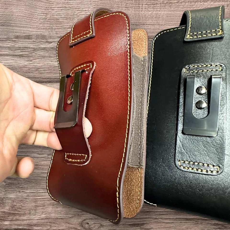 7" BASKETWEAVE & KNIFE POUCH CELL PHONE CASE HOLSTER LEATHER UNIVERSAL #EH12295 - Image 4 of 4