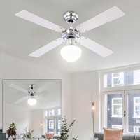 Ventilator Deckenlampe Deckenventilator 3-Stufen Vor-RüCklauf Zugschalter Glas