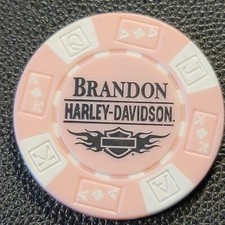 BRANDON HD ~ FLORIDA (Pink AKQJ) Harley Davidson Poker Chip CLOSED