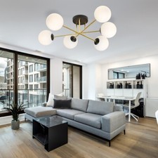 Emibig Lighting Plafoniera Magnum, A 6 Luci, Bianco Opalino/Oro/Nero, Vetro - 3