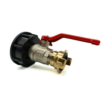 IBC S60 Adapter mit Kugelhahn mit Griff & Wasserkupplung System Geka kompatibel