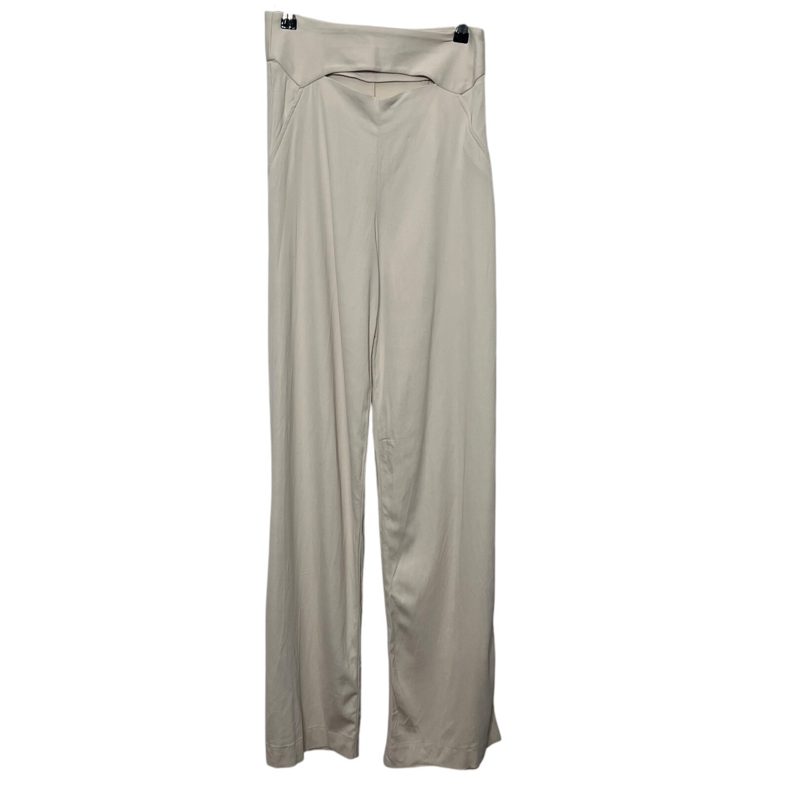 Zara High Rise Trousers Off White Neutral Vented  Relaxed Fit Women Size XS New