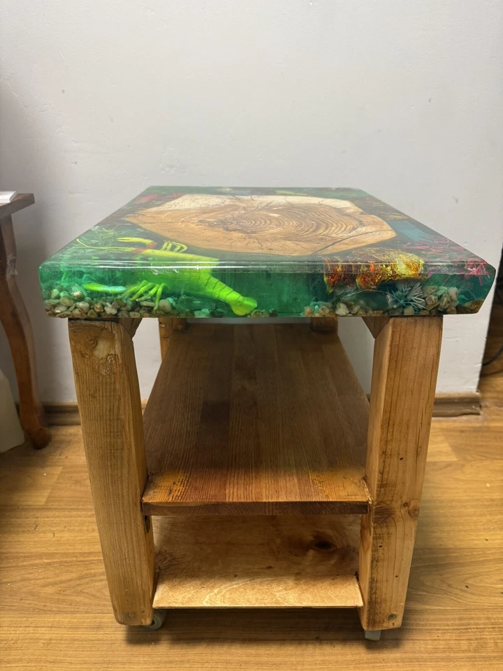 Handmade Epoxy Brown  Rectangular Coffee / End / Side / Center Table Top, Decors - Image 4 of 4