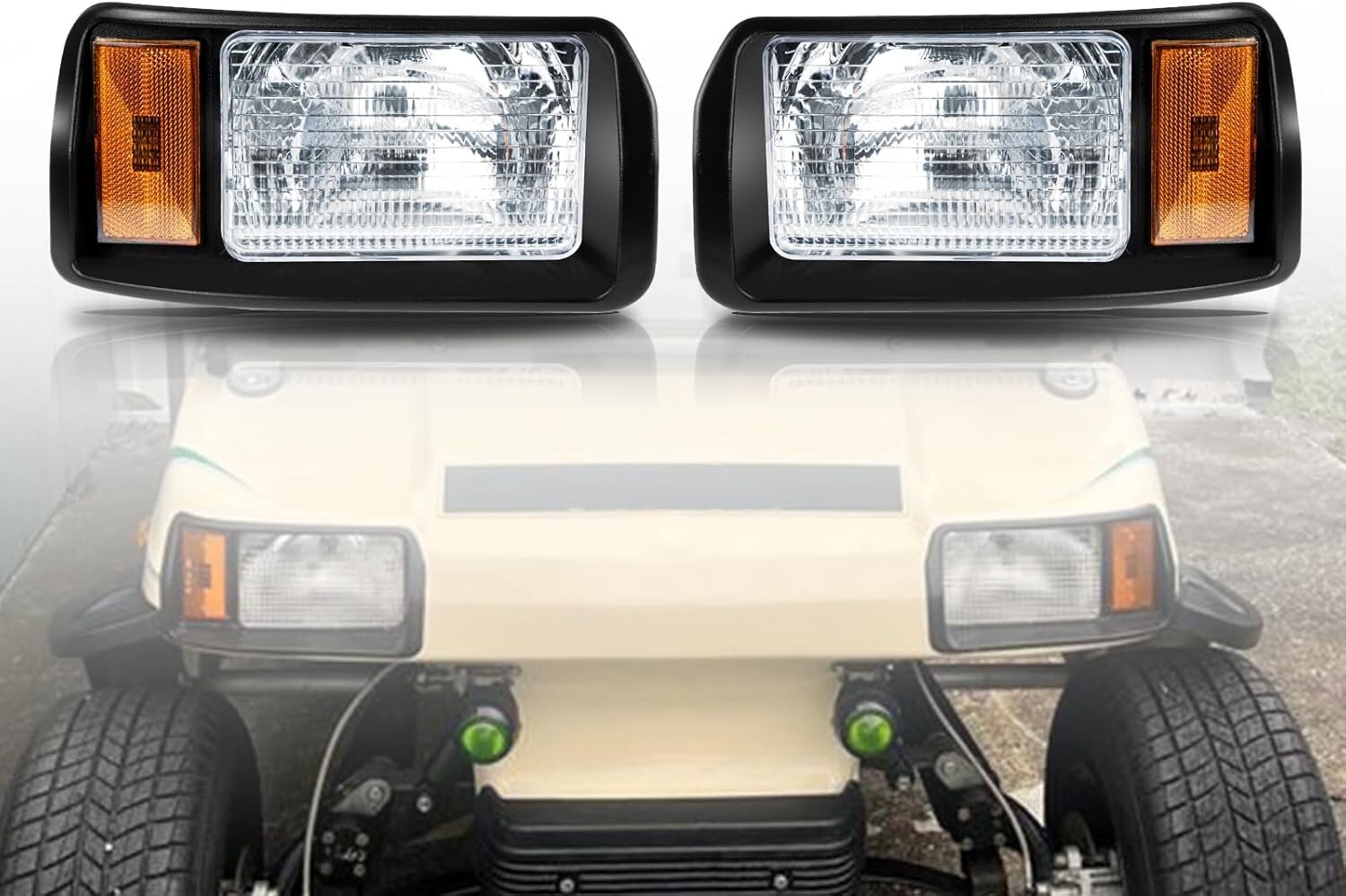 Golf Cart Halogen Headlights for 1993 Up Club Car DS 12V OEM 101988002&101988001